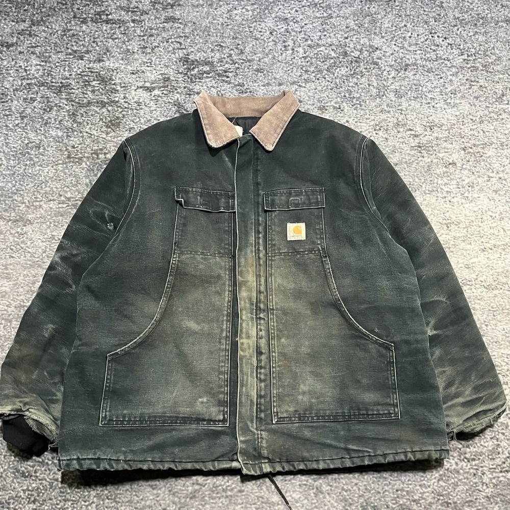 Carhartt Jacket Arctic Chore XXL Green Faded Distressed Workwear Vintage 90s - Picture 3 of 14